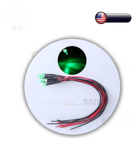 40pcs 2mm Precableados Verde Tapa Plana Difusa Gran Angular 0
