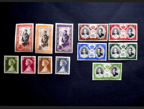 12 Estampillas Monaco Principes Rainiero Y Grace 1956 0