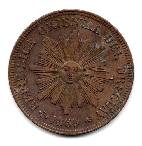 Uruguay Moneda 1 Centesimo Año 1869 A Km#11 Cobre Paris 0
