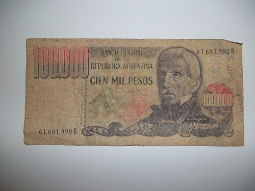 Billete 100.000 Pesos Ley 18188 Serie B 0