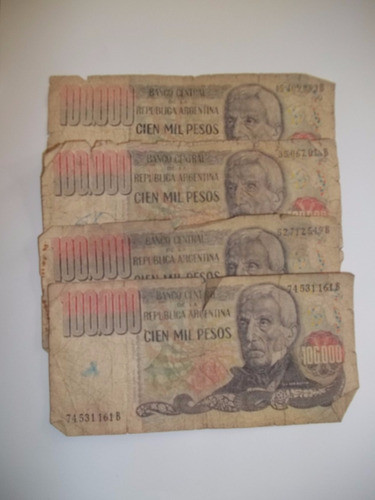 Billete 100.000 Pesos Ley 18188 Serie B 1