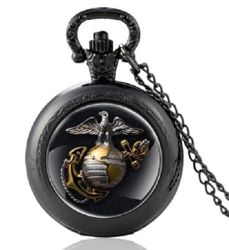 Relógio De Bolso Corpo Dos Marines U S A - Aço Cor Preto 0