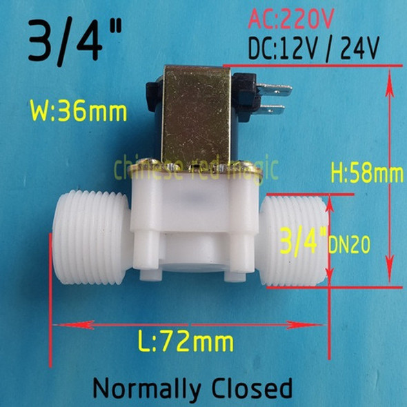 Valvula Solenoide 3/4 Pulgada Normal Cerrada 12v 3/4 1
