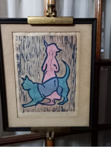 Antiguo Grabado Sam (gatos) Anne Jolley 1965 0