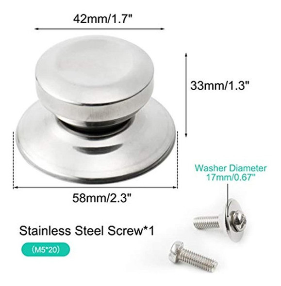 Uxcell 2 Pomos De Tapa De Acero Inoxidable Para Ollas, Tapas 1 Uxcell 2 Pomos De Tapa De Acero Inoxidable Para Ollas, Tapas 1