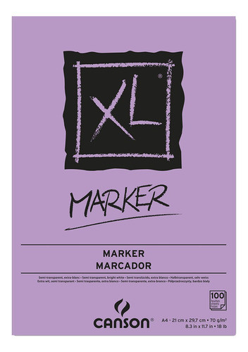 Bloco Papel Canson Xl Marker A4 70g 100 Folhas 0
