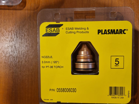 0558006030 Esab Tobera Nozzle 3.0mm 360a Ss/al Pt-36 X1u 1