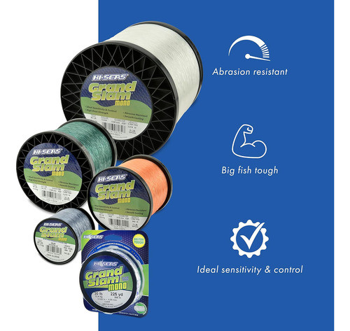 Hi-seas Grand Slam Línea Pesca Monofilamento Prueba 40lb 1