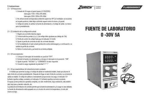 Fuente De Laboratorio Digital Regulable 0-30v 5a Zurich 1