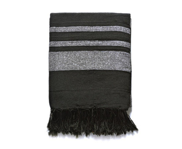 Manta Rústica Pie De Cama Gris Negro Dos Y Media 0