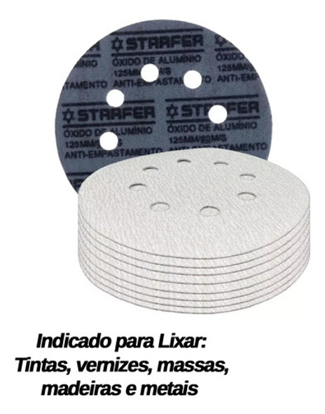 300 Disco De Lixa Velcro Branco 125mm Grão 150/220/320 1