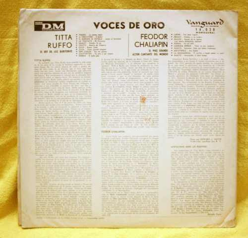 Titta Ruffo Y Feodor Chaliapin Voces De Oro Vinilo Lp 1