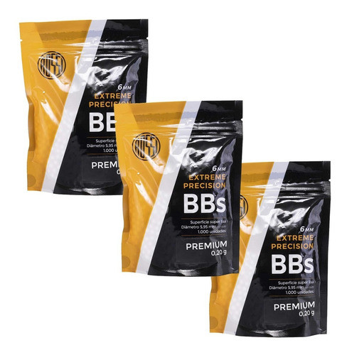 Combo Balines 6 Mm Rossi Airsoft 0,25 Gr X4000 Pack 3 Bolsas 0