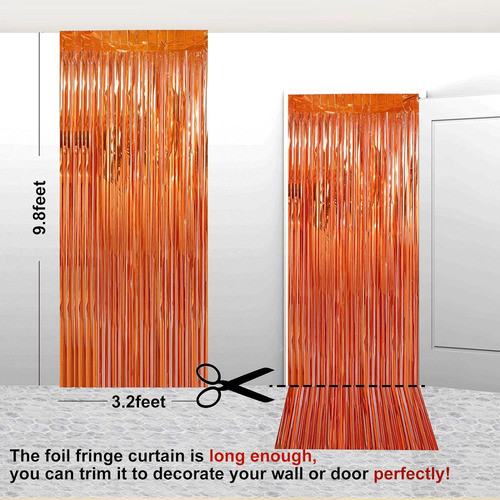 Cortinas Flecos Naranja Fondo Decoracion Fiestas 1x3m 1