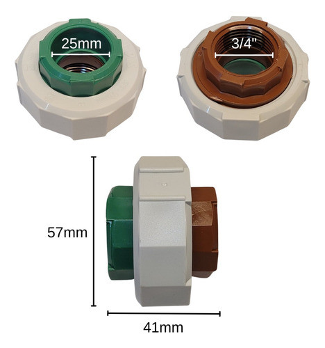 Union Doble 3/4 A 25 Fusion Rosca Verde Agua Ips 1
