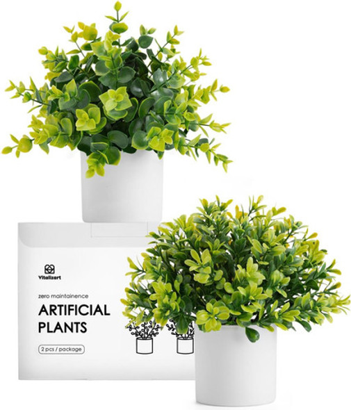 Vitalizart 2 Plantas Artificiales Macetas Interior Estética 0