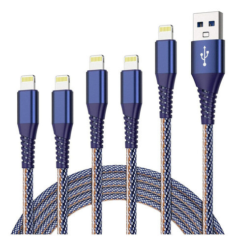 Cable Usb Lightning A Usb A, Paquete De 5 [3/3/6/6/10 Pies] 0