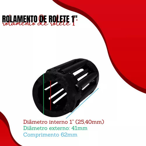 Rolamento Tubo Preto 25mm 1 Pol Carrinho Aro Rodinha 1