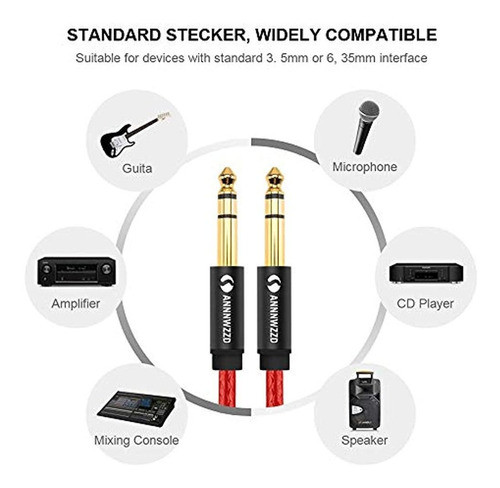 Linkinperk Cable De Audio Estereo De 6,35 Mm (1/4) Trs A 6, 1