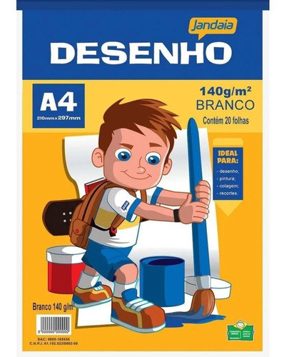 Bloco Desenho A4 20 Folhas Basic Branco 140g Jandaia 0