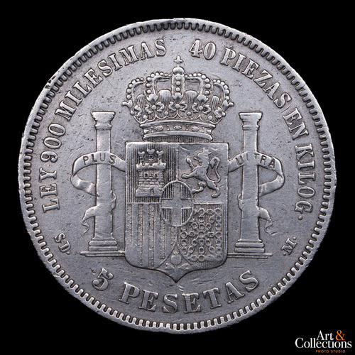 España, 5 Pesetas, 1871. Amadeo I. Duro De Plata. Vf- 1