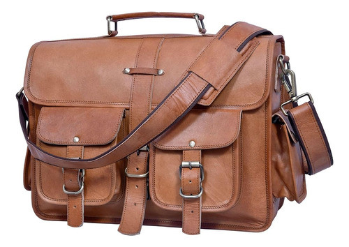 Anuent Bolso De Mensajero De Cuero Real Para Hombres Y Mujer 0