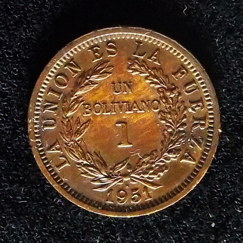 Bolivia 1 Boliviano 1951 Excelente Km 184 0