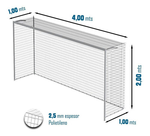 2 Redes De Arco Fútbol 7 (4x2)  2.5 Mm  Cajon 1.00m  1,00m 1