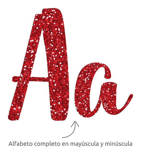 Abecedario Letras En Rojo Brillantina Fondo Transparente 1
