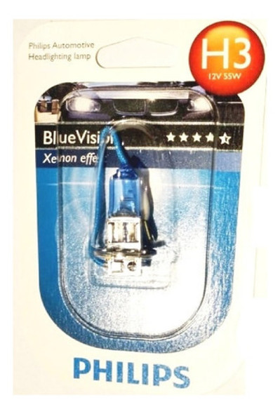 Lampara H3 12336 Bv 12v 55w Pk22s Blue Vision Philips 1