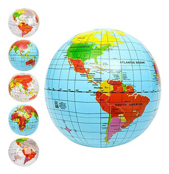 Set De 6 Balones Inflables De Globo Terráqueo Artcreativity 0