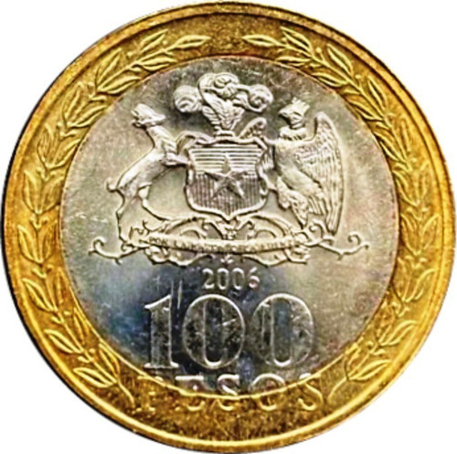 Chile Moneda De 100 Pesos Del Año 2006 - Mapuche - Km #236 1