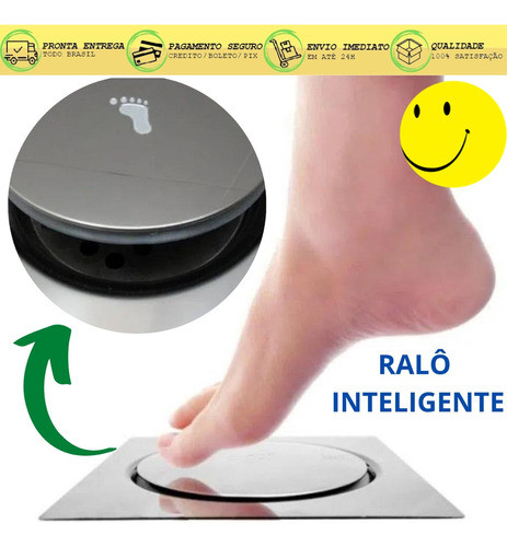 Ralo Inteligente Inox Para Banheiro Veda Cheiro 0