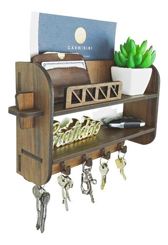 Porta Chaves Parede Organizador Com Prateleira Decorativo 0