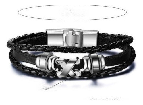 Los Hombres Chico Acero Inoxidable 3 Vueltas Negro Pulsera D 1