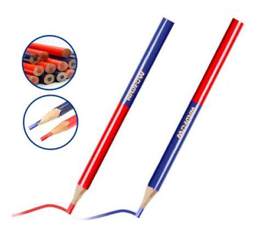 Set X 12 Lapiz Carpintero Azul Y Rojo Wadfow Wmq2512 0