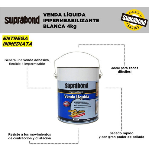 Venda Líquida Suprabond Impermeabilizante Blanca 4kg S/c 1
