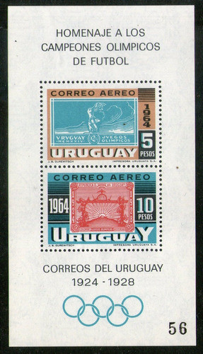 Uruguay Bloc X 2 Sellos Mint Fútbol Reproducción Sellos 1924 0