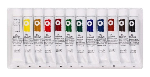 Kit Pintura Óleo Pincel + 12 Bisnagas Tinta Oleo + Gode 1