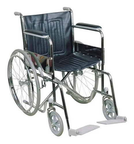 Silla De Ruedas 46cm Ancho De Asiento Acero Cromado 100kg 0