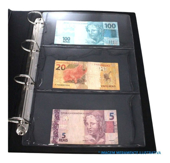 Folha Para Cédulas Pvc 3 Espaços 10 Folhas 0