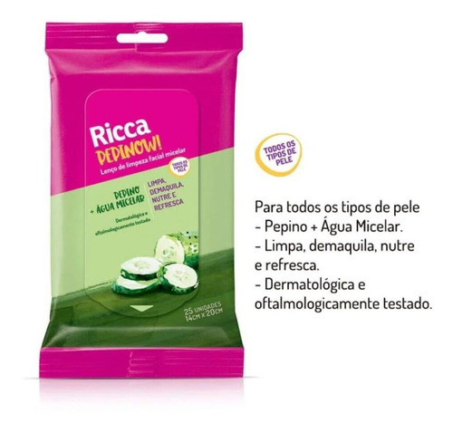 Lenço De Limpeza Facial Micelar Pepinow Ricca 1