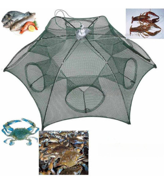 Trampa De Red Fundido Dip Jaula Pesca Cebo Pez Minnow Cangre 0