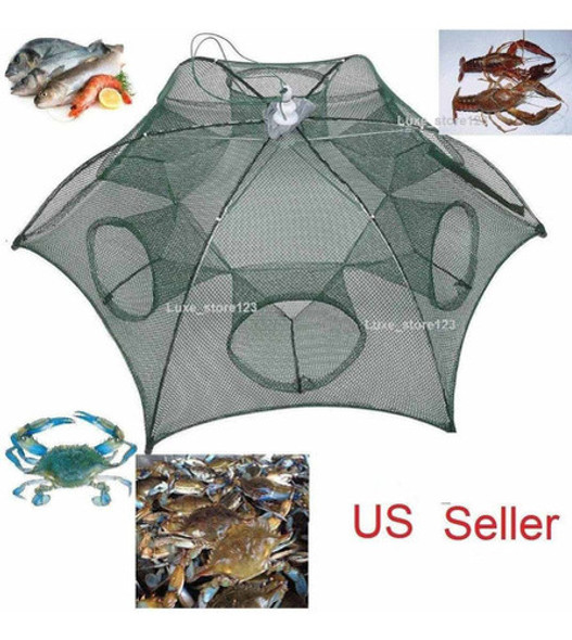 Trampa De Red Fundido Dip Jaula Pesca Cebo Pez Minnow Cangre 1