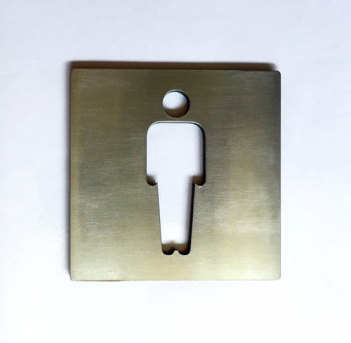 Señal Cartel Baño Hombre Puerta Toilette Inoxidable 4mm Eme 0