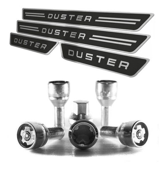 Tuercas De Seguridad + Cubre Zocalos P/ Renault Duster Black 0