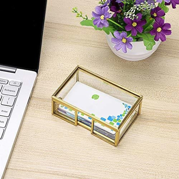Caja Organizadora De Metal Dorado Para Tarjetas Personales 1