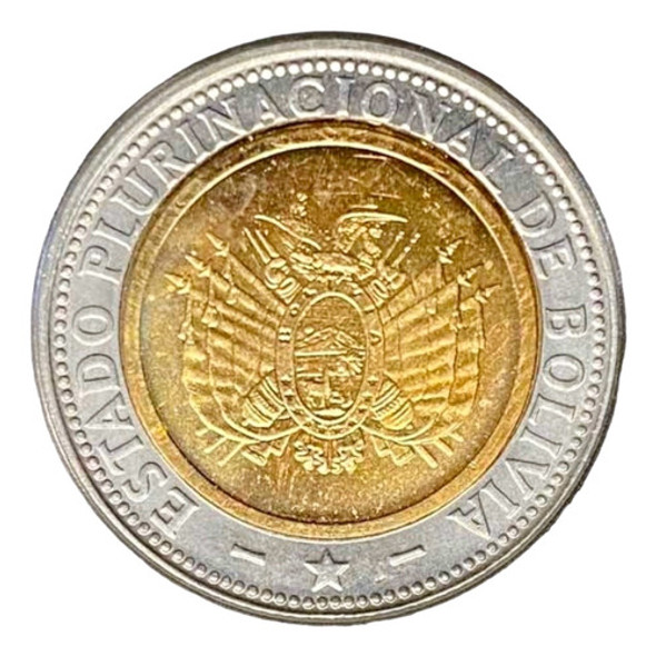 Bolivia Plurinacional 5 Bolivianos 2010 - Bimetalica Km #219 1