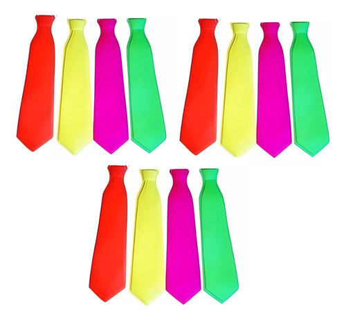 Corbatas Para Fiestas Fluor Surtidas Cotillón Fiesta X12 0