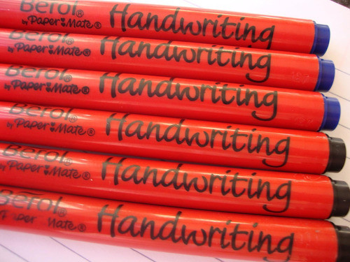 Berol Handwriting Pens 6 Pack Mixed (3 X Azul + 3 X Negro) 1